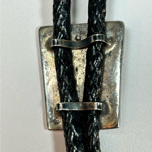 Vintage Sterling Silver Turquoise Native Hopi Bolo Tie Lariat Necklace Unisex - Picture 3 of 6